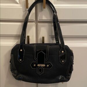Eric Javits NWOT black raffia bag with patent trim